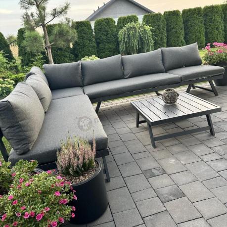 Grafitowy narożnik modułowy z leżakiem 255x195 cm Soletto XL - Antracite