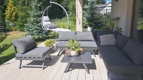 Grafitowy narożnik modułowy z leżakiem 255x195 cm Soletto XL - Antracite