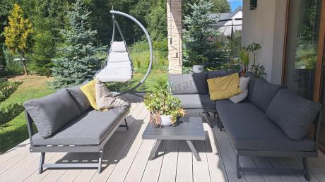 Grafitowy narożnik modułowy z leżakiem 255x195 cm Soletto XL - Antracite