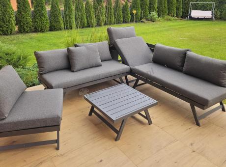 Grafitowy narożnik modułowy z leżakiem 255x195 cm Soletto XL - Antracite