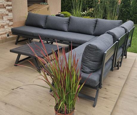 Grafitowy narożnik modułowy z leżakiem 255x195 cm Soletto XL - Antracite