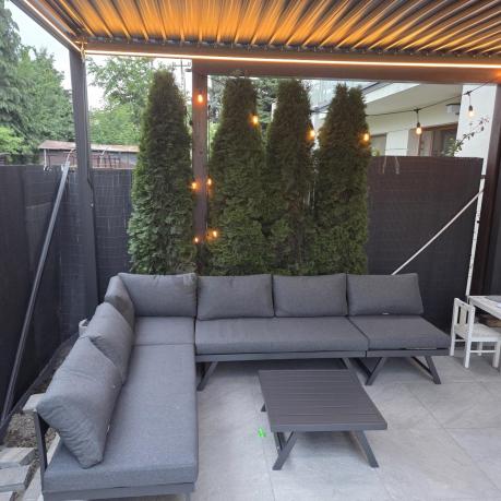 Grafitowy narożnik modułowy z leżakiem 255x195 cm Soletto XL - Antracite