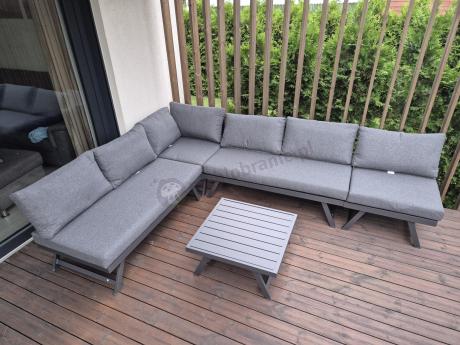 Grafitowy narożnik modułowy z leżakiem 255x195 cm Soletto XL - Antracite