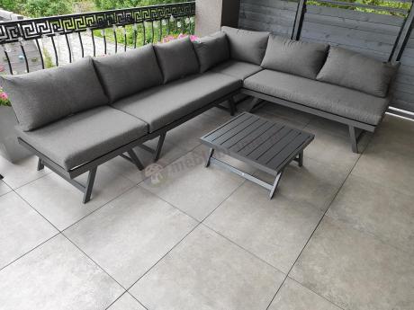 Grafitowy narożnik modułowy z leżakiem 255x195 cm Soletto XL - Antracite