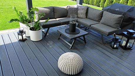 Grafitowy narożnik na mały taras Soletto 176x176cm z regulowanym siedziskiem