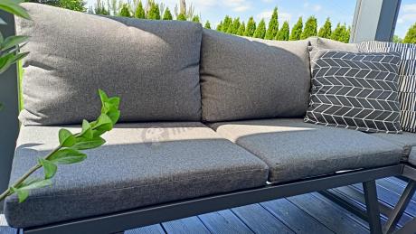 Grafitowy narożnik na mały taras Soletto 176x176cm z regulowanym siedziskiem