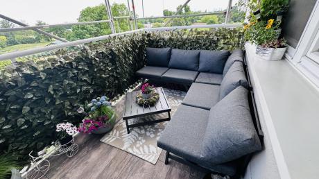 Grafitowy narożnik na mały taras Soletto 176x176cm z regulowanym siedziskiem