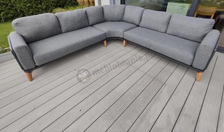 Grafitowy narożnik na taras 276x276cm z dwoma stolikami Skoti Corner - Grey