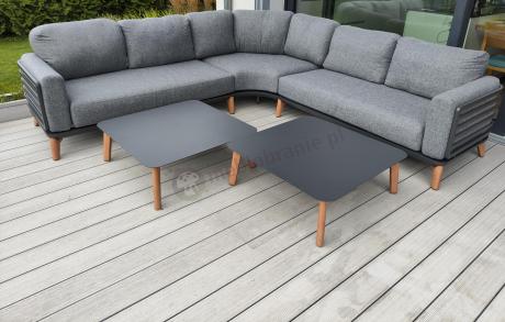 Grafitowy narożnik na taras 276x276cm z dwoma stolikami Skoti Corner - Grey