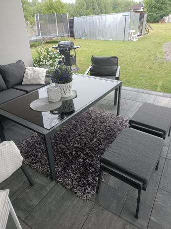 Grafitowy narożnik na taras z fotelem - metalowy stelaże - Sodor Corner XL - Dark Grey