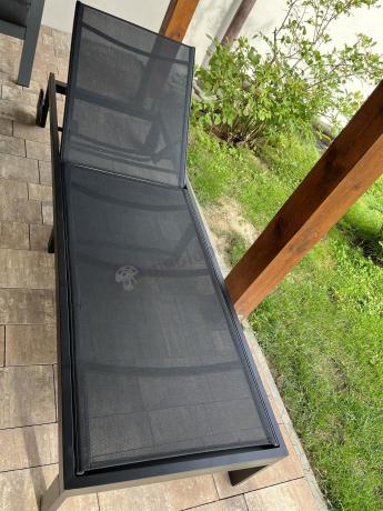 Grafitowy narożnik na taras z regulowanym fotelem i stołem 150cm - Renalo Corner