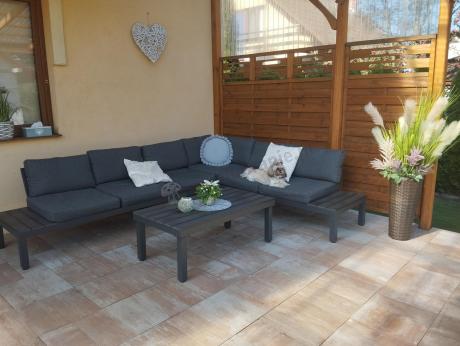 Grafitowy narożnik ogrodowy 283x222cm Calamba Corner XL - Antracite