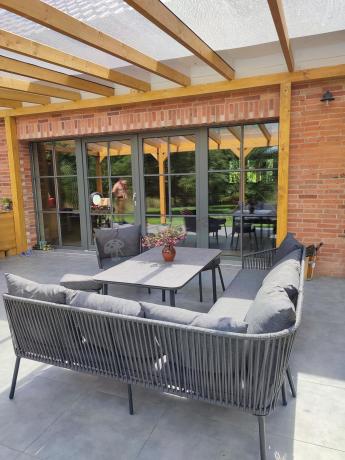 Grafitowy narożnik ogrodowy Rope Style Kostto Corner