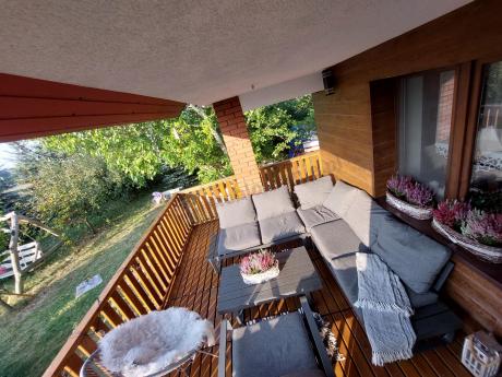 Grafitowy narożnik ogrodowy z fotelem i stolikiem 110cm Panaon Corner 220x220 - DG