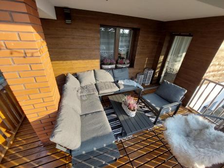 Grafitowy narożnik ogrodowy z fotelem i stolikiem 110cm Panaon Corner 220x220 - DG