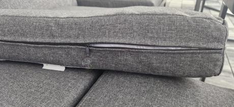 Grafitowy narożnik ogrodowy z fotelem i stolikiem 110cm Panaon Corner 220x220 - DG