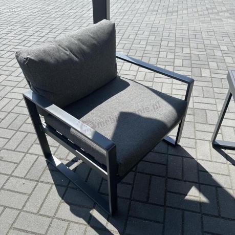 Grafitowy narożnik ogrodowy z fotelem i stolikiem 110cm Panaon Corner 220x220 - DG