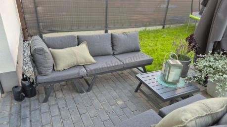 Grafitowy narożnik z leżakiem na mały taras Soletto 176x176cm