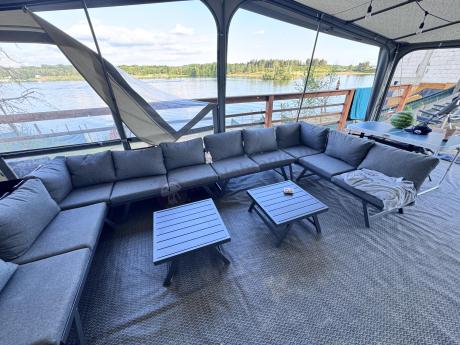 Grafitowy narożnik z leżakiem na mały taras Soletto 176x176cm