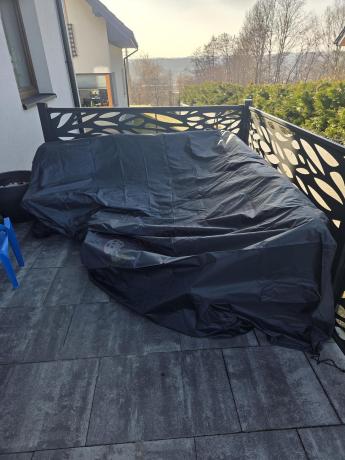 Grafitowy narożnik z leżakiem na mały taras Soletto 176x176cm