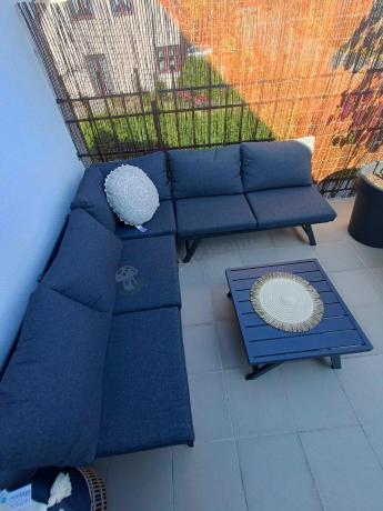 Grafitowy narożnik z leżakiem na mały taras Soletto 176x176cm