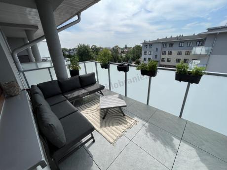 Grafitowy narożnik z leżakiem na mały taras Soletto 176x176cm