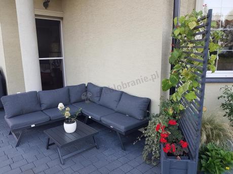 Grafitowy narożnik z leżakiem na mały taras Soletto 176x176cm