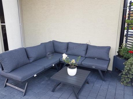 Grafitowy narożnik z leżakiem na mały taras Soletto 176x176cm