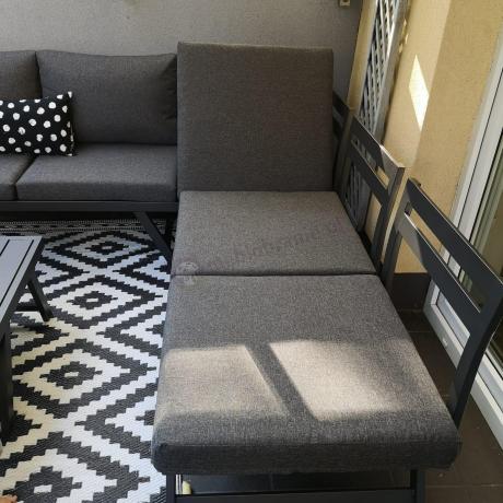 Grafitowy narożnik z leżakiem na mały taras Soletto 176x176cm