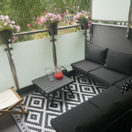 Grafitowy narożnik z leżakiem na mały taras Soletto 176x176cm