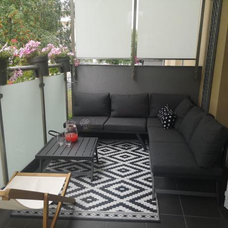 Grafitowy narożnik z leżakiem na mały taras Soletto 176x176cm
