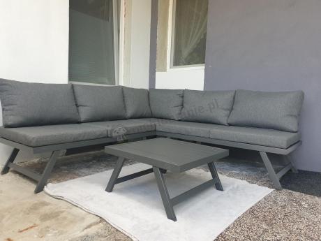 Grafitowy narożnik z leżakiem na mały taras Soletto 176x176cm