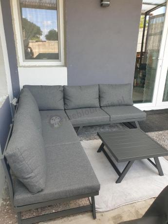 Grafitowy narożnik z leżakiem na mały taras Soletto 176x176cm