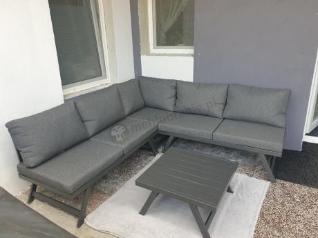 Grafitowy narożnik z leżakiem na mały taras Soletto 176x176cm