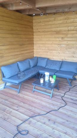 Grafitowy narożnik z leżakiem na mały taras Soletto 176x176cm