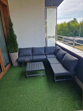 Grafitowy narożnik z leżakiem na mały taras Soletto 176x176cm