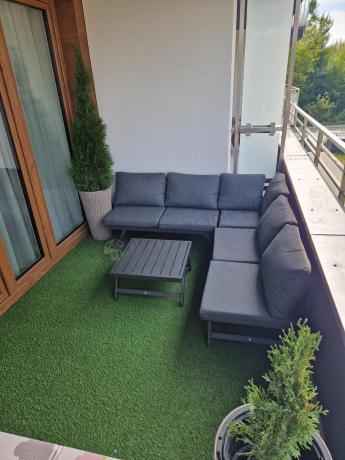 Grafitowy narożnik z leżakiem na mały taras Soletto 176x176cm