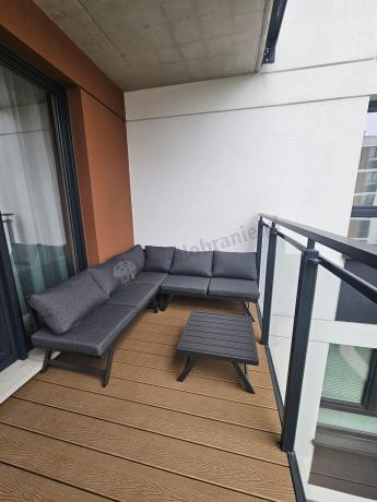 Grafitowy narożnik z leżakiem na mały taras Soletto 176x176cm