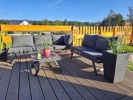 Grafitowy narożnik z leżakiem na mały taras Soletto 176x176cm