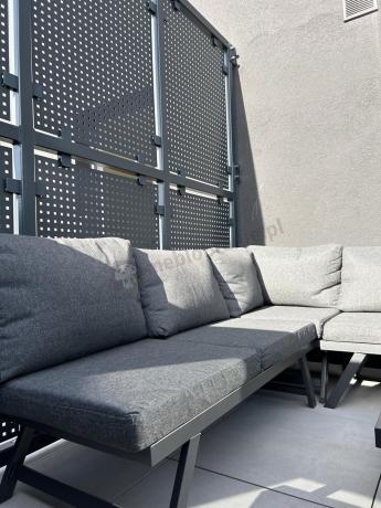 Grafitowy narożnik z leżakiem na mały taras Soletto 176x176cm