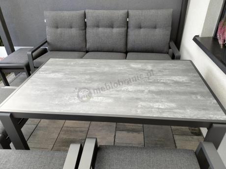 Grafitowy zestaw aluminiowych mebli na taras dla 7 osób ze stołem ceramic glass - Tavaro Dining Antracite