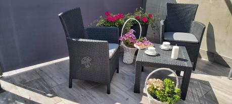 Grafitowy zestaw balkonowy