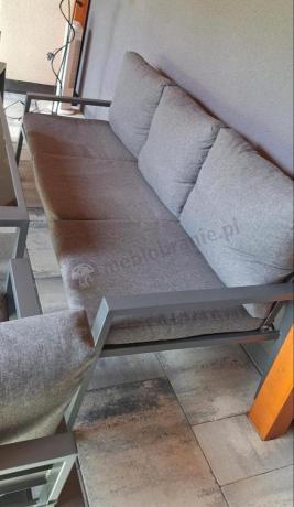 Grafitowy zestaw mebli metalowych na taras Sodor Dining + pufy - Dark Grey