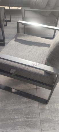 Grafitowy zestaw mebli na taras - narożnik modułowy, wysoki stół, fotele i pufy - Panaon Corner XXL - DG