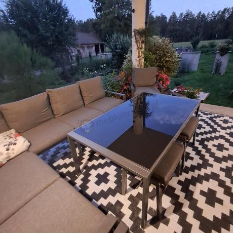 Grafitowy zestaw mebli ogrodowych z narożnikiem i dwoma fotelami Sodor Corner XL - Dark Grey