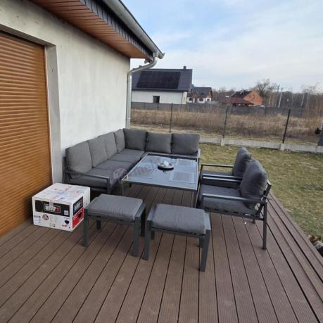 Grafitowy zestaw mebli ogrodowych z narożnikiem i dwoma fotelami Sodor Corner XL - Dark Grey