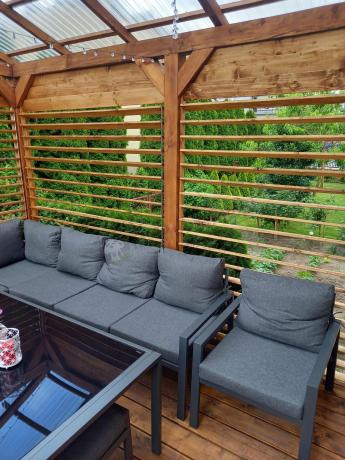 Grafitowy zestaw mebli ogrodowych z narożnikiem i dwoma fotelami Sodor Corner XL - Dark Grey