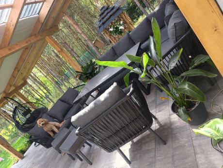 Grafitowy zestaw mebli tarasowych dla 10 osób Postigo Corner XXL