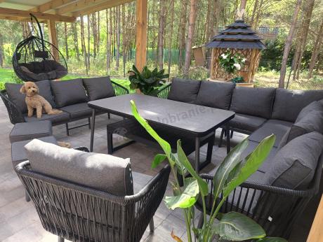 Grafitowy zestaw mebli tarasowych dla 10 osób Postigo Corner XXL