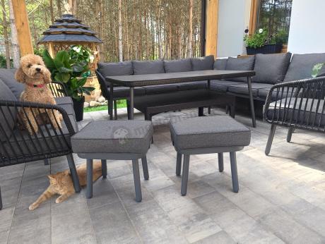 Grafitowy zestaw mebli tarasowych dla 10 osób Postigo Corner XXL